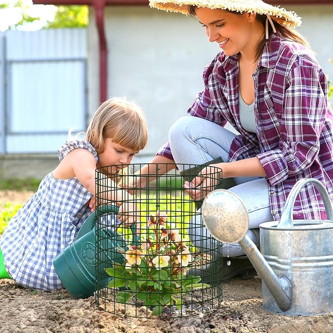 10 Pack Plant Protectors From Animals, 14" Dia X 14" H Wire Plant Protector Cage, 30pcs Metal Mesh Garden Cloches to Keep Rabbits, Squirrels and Chicken Out and Protection Vegetables Flowers Shrubs
