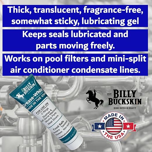 Grease-Whiz Food Grade Grease Lubricant (4oz, 4 Pack) - Lubricate Ice Cream, Slushee Machine, Beer Kegs, Pools, O Rings - Food Grade Lubricant for Commercial & Domestic Use by Billy Buckskin