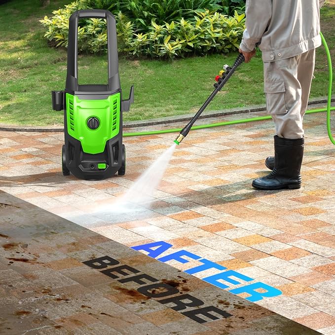 5000PSI Pressure Cleaner, 2025 4.0 GPM High Power Cleaner Machine, with Adjustable Nozzle and Soap Bottle for Cars/Fences/Driveways/Home/Patios (Green)