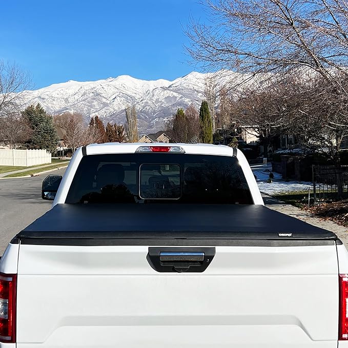 OEDRO Soft Quad Fold Truck Bed Tonneau Cover Fit for 2019-2025 Chevy Silverado 1500 / GMC Sierra 1500 New Body Style Without Multi-Flex Tailgate, Fleetside 5.8 Feet Bed