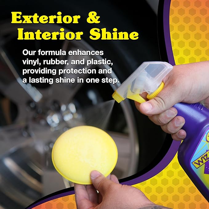 Wizards Tire and Wheel Vinyl Shine - Dressing and Protectant Spray - Professional Automotive Detailing Spray Bottle Refill - Cleans and Protects Tires, Wheels and Trim - 22 oz (Pack of 2)
