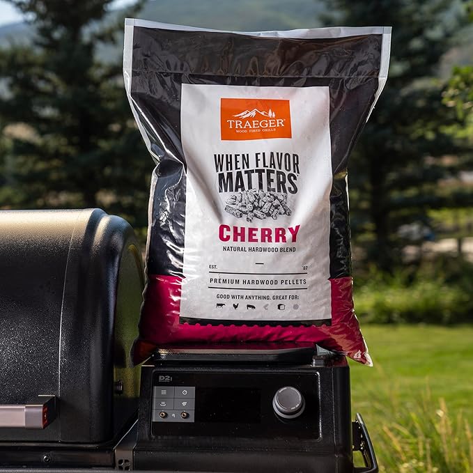 Traeger Grills Cherry 100% All-Natural Wood Pellets for Smokers and Pellet Grills, BBQ, Bake, Roast, 18 lb. Bag (Pack of 2)