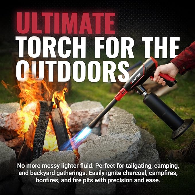 MASTER APPLIANCE VMAX 550 Propane Torch - Dual Nozzle Fire Starter & Grill Gun - Self-Igniting Flame for BBQ's, Fire Pits, Campfires & Sous Vide - Pro Grade Design, Engineered in USA