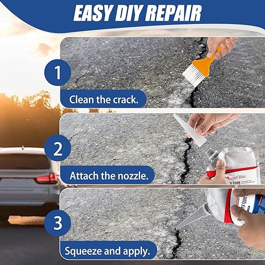 Cement Crack Sealant, Concrete Crack Filler, Waterproof Concrete Repair Filler, Weather-Resistant Cement Sealant, Flexible Caulking Glue for Driveway, Sidewalk, Wall, and Foundation (2 Pcs)