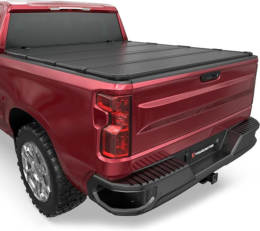 Hard Quad Fold Aluminum Truck Bed Tonneau Cover Compatible for 2007-2013 Chevy Silverado/GMC Sierra 1500 Fleetside 4-Fold 5.8FT 69.3 Inch