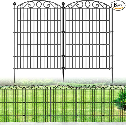 12 Panel Garden Fence - 36in H x 24 ft L, No Dig Rustproof Metal Tall Animal Barrier for Dogs Rabbits, Decorative Outdoor Border for Yard, Patio, and Flower Beds