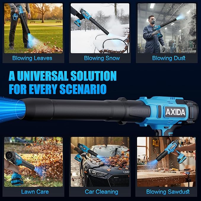 Leaf Blower Cordless - 21V Powerful Electric Handheld Leaf Blower with 2 Battery & Charger, Lightweight Design for Patio Cleaning, Lawn Care, Blowing Fallen Leaves, Dust & Debris