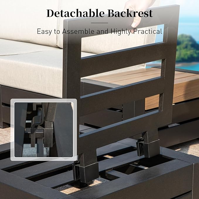 Upgraded 4 Piece Metal Patio Sectional Furniture Set with 5.9" Thick Cushion, Outdoor Furniture Conversation Set with Coffee Table, Patio Modular L Shape Sofa for Backyard Deck Outside