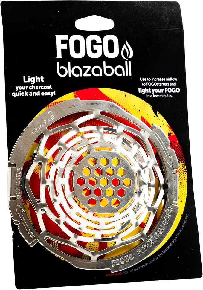 FOGO Blazaball, Fire Starter Accessory for Charcoal Grills, Firepits, and Fireplaces, Compatible with Fire Starters, Silver (BL1)