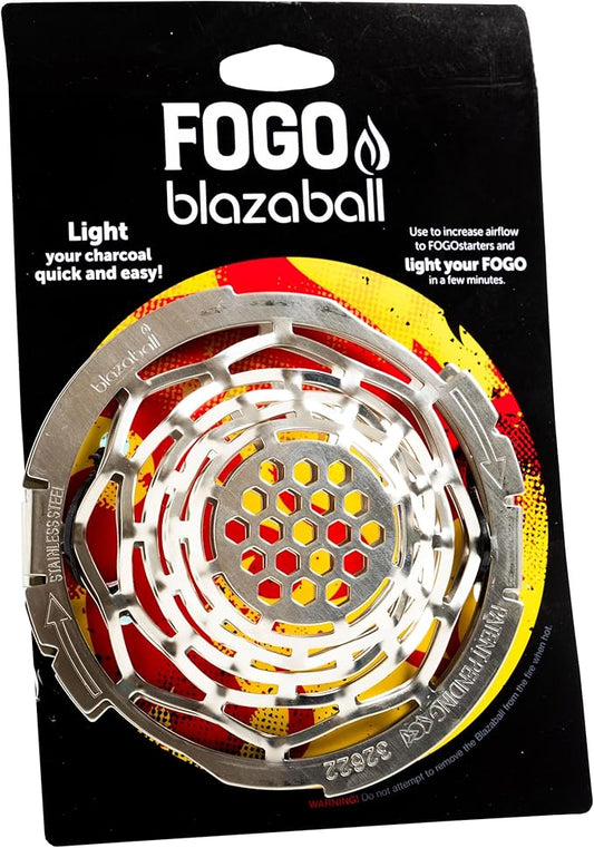 FOGO Blazaball, Fire Starter Accessory for Charcoal Grills, Firepits, and Fireplaces, Compatible with Fire Starters, Silver (BL1)