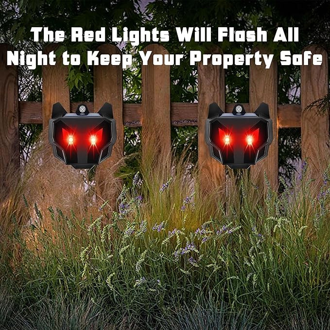 Lulu Home 6 Packs Solar Animal Repeller, Nocturnal Predator Deterrents with Red LED Flashing Lights Drive Away Raccoons, Deer, Skunks, Coyotes, Birds, Foxes from Chicken Coop Yard Farm