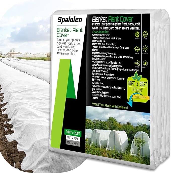 Plant Covers Freeze Protection, 10ft X 20ft Floating Row Cover 1.47 oz/yd² Fabric, Garden Frost Cloth Frost Blanket Plant Frost Covers for Outdoor Winter Frost/Sun Pest Protection - White