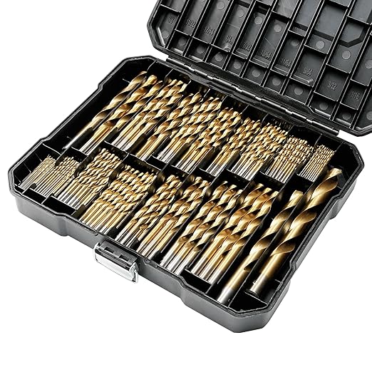 BeHappy 230 Pcs Drill Bit Set, 135° Tip Titanium Coated High Speed Steel, Twist Drill Bit Kit for Iron, Aluminum Alloy, Copper, Wood, Plastic, with Hard Storage(/16“-1/2”