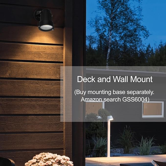 GSS6005 LED Landscape Spotlights Outdoor Plug in Light 5W, 120V AC, 3000K Warm, Metal Construction with Ground Stake, Outdoor and Indoor Use, 3-ft Cord with Plug, Black
