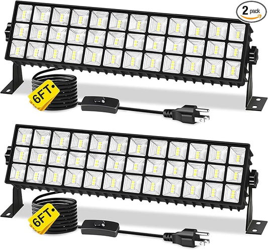 2Pack 100W Shop Light, 14000LM 6000K Daylight White Super Brighter LED Shop Light, IP66 Waterproof Garage Lighting with 1.8M/6FT Cord, Bay Light for Workshop Yard Garage Warehouses