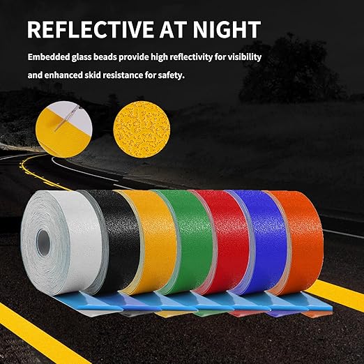 Reflective Pavement Marking Tape Slip-Resistant and Durable, Heavy-Duty Rubber Base for Outdoor Applications, Perfect for Driveways, Walkways, and Parking Areas (Yellow, 3 Inch X 108 Feet)