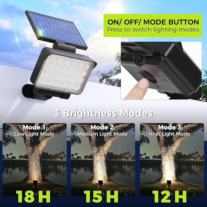 Solar Spot Lights Outdoor Waterproof for Flag, Tree, House, Garden, Yard, Landscape Spotlights for Accent Uplighting Halloween Christmas Decorations-6 Pack