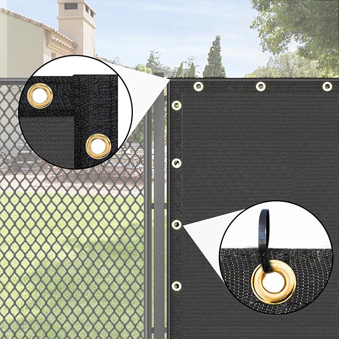 UPGRADE Fence Privacy Screen 5' x 25' Fence Commercial Shade Cover with Brass Grommets Heavy Duty Perfect for Outdoor Back Yard-Dark Grey, Customizable