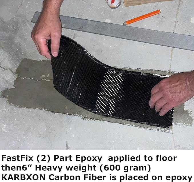 Concrete Crack Repair KIT-Carbon Fiber Concrete reinforcing Fiber Fabric-Fastfix-it High Strength epoxy - Complete kit for All Concrete, Basements, Foundation Wall Repairs-All You Need (20)