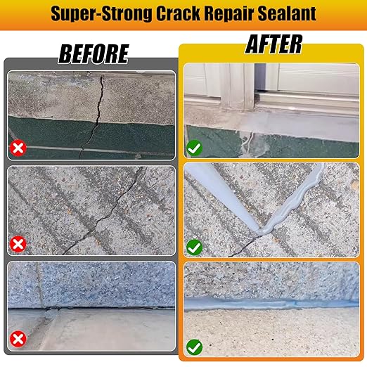 Concrete Crack Filler, Self Leveling Cement Crack Sealant, Quick-Drying Sealing Adhesive Repair Sealer for Driveways, Sidewalks, Patios, Waterproof Outdoor Joint Caulking Glue, Gray