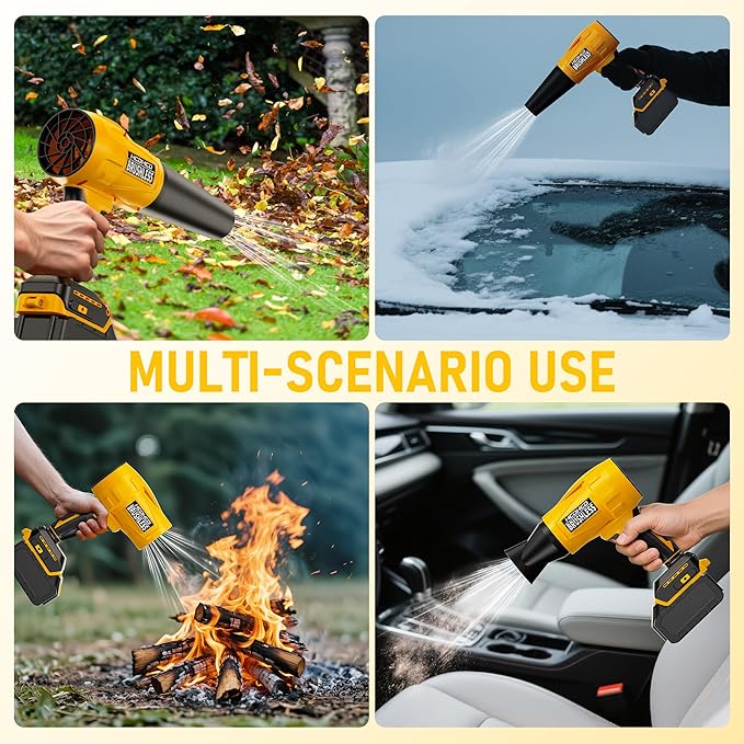 Cordless Leaf Blower for DeWALT 20V Battery,580000RPM Brushless Turbo Jet Blower with 3 Nozzles, Lightweight Handheld Blower for Patio, Lawn, Yard, Leaves, Dust, Garage & Snow Cleaning (No Battery)