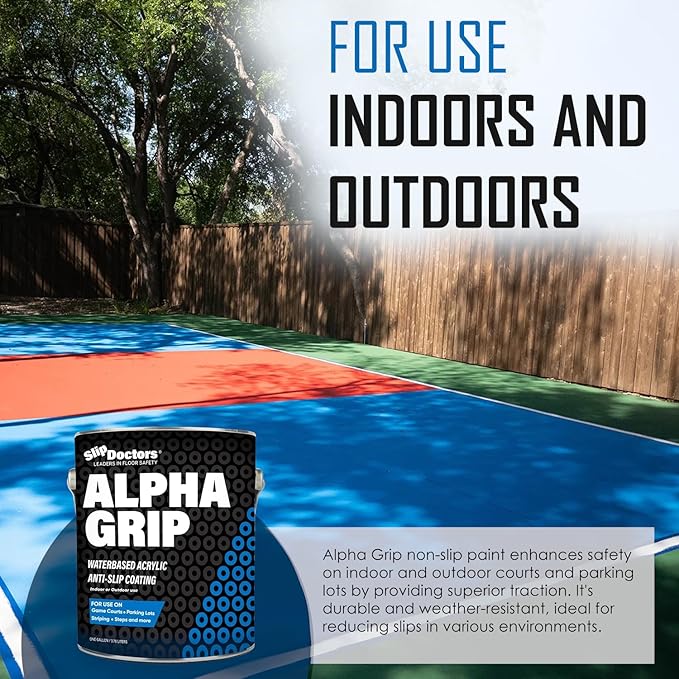 Alpha Grip Non-Slip Paint for Concrete & Asphalt – Non-Skid Coating Ideal for Striping Parking Lots, Playgrounds & Pavements (White, Quart)