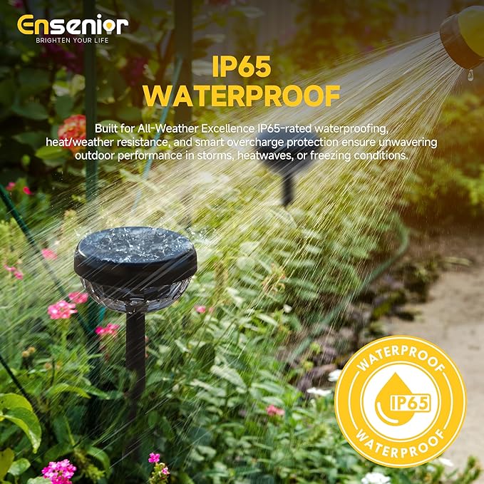 Ensenior Color Changing Solar Lights Outdoor, Auto ON/Off 6500K White Light & RGB LED Solar Garden Lights for Pathway, Yard, Patio, Waterproof, Energy-Efficient Landscape Lighting, 10-Pack