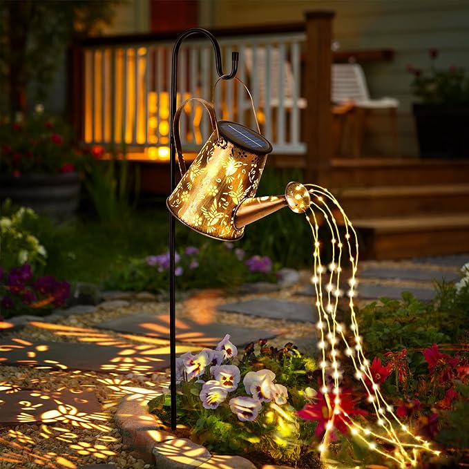 Solar Lights Outdoor Decor, Perfect Gardening for Mom Women Grandma, Thoughtful Birthday Present, Hanging Lanterns Watering Can Lights for Garden, Yard, Porch, Patio Backyard Decoration