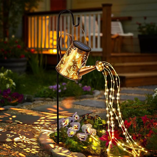 Solar Lights Outdoor Decor, Perfect Gardening for Mom Women Grandma, Thoughtful Birthday Present, Hanging Lanterns Watering Can Lights for Garden, Yard, Porch, Patio Backyard Decoration
