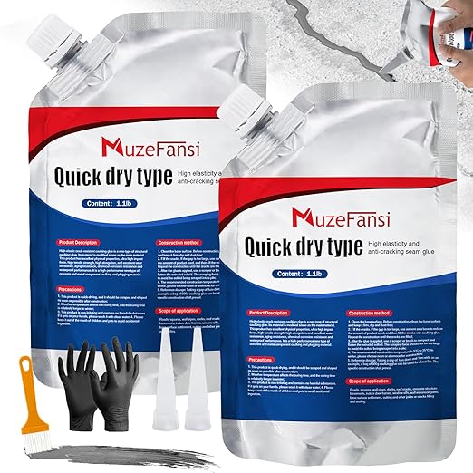 Cement Crack Sealant, Concrete Crack Filler, Waterproof Concrete Repair Filler, Weather-Resistant Cement Sealant, Flexible Caulking Glue for Driveway, Sidewalk, Wall, and Foundation (2 Pcs)