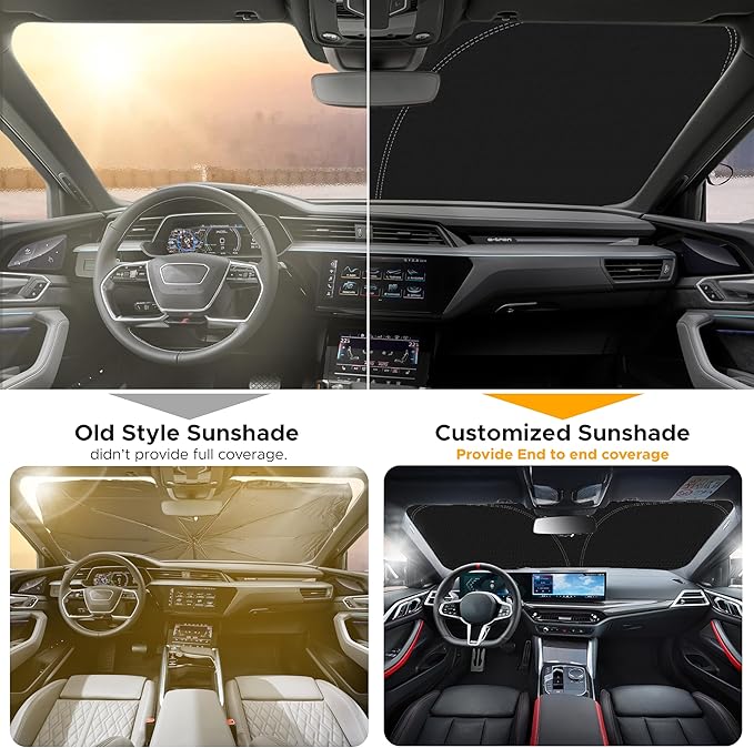 Econour Windshield Sun Shade for 2018-2025 Hyundai Kona Accessories Sunshade Window Sun Visor Protector Foldable Blocks UV Rays Keep Your Car Cooler