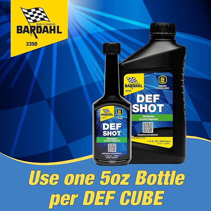 Bardahl DEF-Shot 3350 - The Ultimate DEF Cleaner and Anti-Crystallization Diesel Additive Reducing DEF Consumption - 5oz