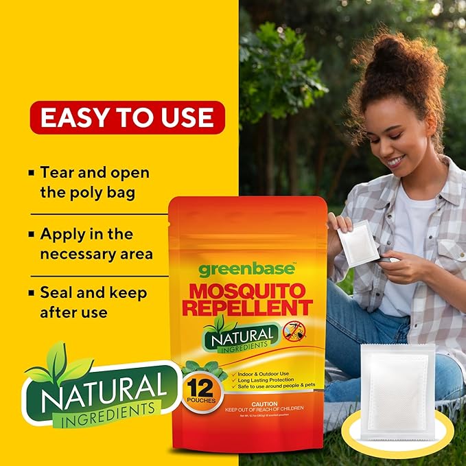 12 Pack Mosquito Repellent Pouches – Natural Indoor & Outdoor Mosquito Repellent for Home, Yard, Patio & Porch | Long-Lasting Mosquito Control Bags – Safe for People & Pets