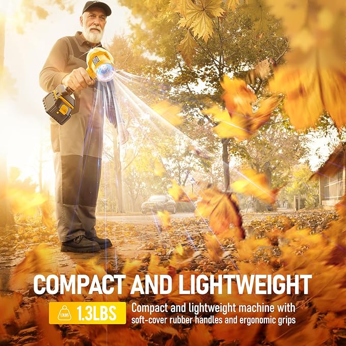 Cordless Leaf Blower for DeWALT 20V Battery,580000RPM Brushless Turbo Jet Blower with 3 Nozzles, Lightweight Handheld Blower for Patio, Lawn, Yard, Leaves, Dust, Garage & Snow Cleaning (No Battery)