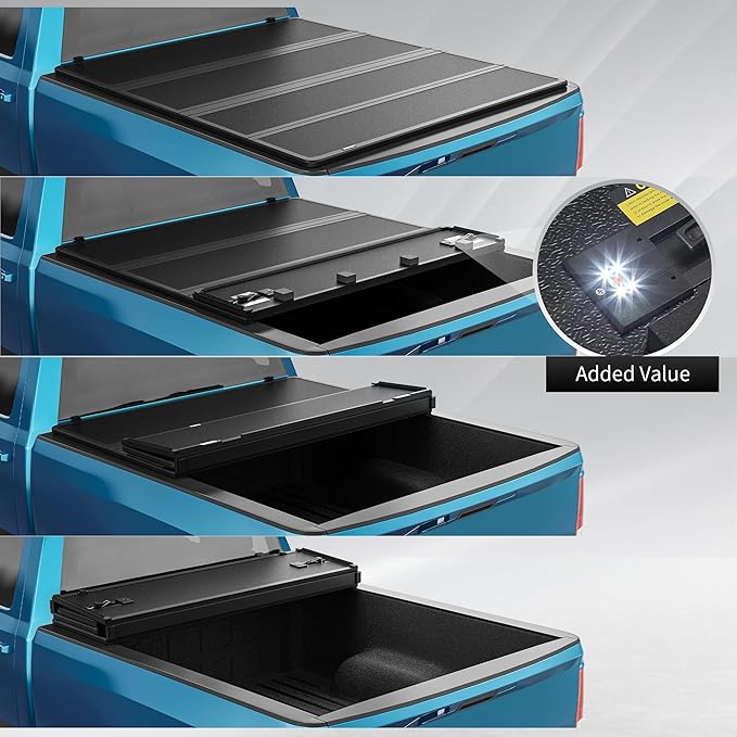 OEDRO Quad Fold Hard Truck Bed Tonneau Cover Fit for Chevy Silverado 1500 / GMC Sierra 1500 New Body Style 2019-2025 with 6.6ft Bed w/o Multi-Flex Tailgate, Black