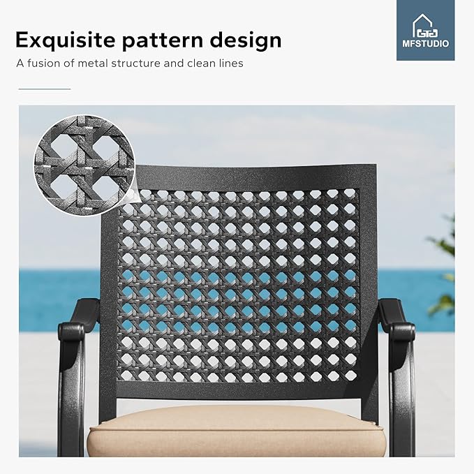 MFSTUDIO Outdoor Dining Set for 8, Expandable Patio Table and Chairs Set, 9 Piece Metal Patio Dining Set Patio Furniture Set for Deck Backyard Poolside Garden