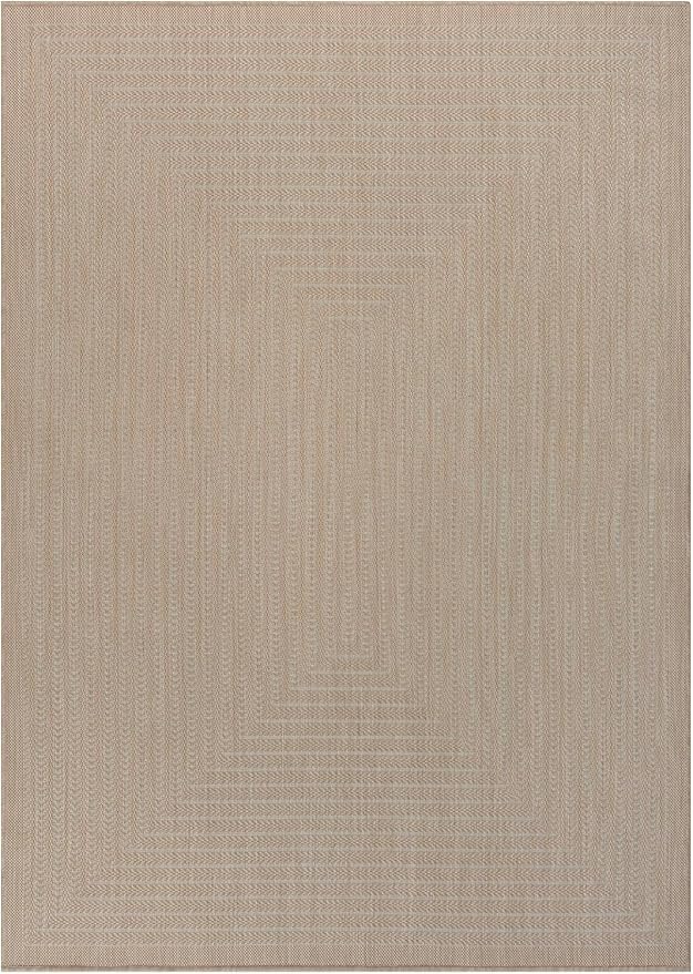 Adiva Rugs Outdoor Indoor Area Rug, Weather Resistant, Easy to Clean, Stain Resistant Floor Mat for Dining Room, Backyard, Deck, Patio (Natural Beige, 5' x 7')