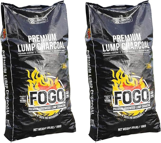 FOGO Premium Oak Restaurant Grade All-Natural Hardwood Medium and Small Sized Lump Charcoal for Grilling and Smoking, 35 Pound Bag 2-Pack