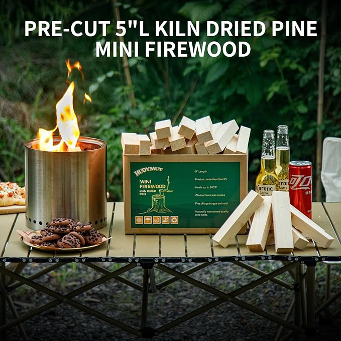 Mini Fire Sticks Wood with 10pcs Fire Color Changing Packets,5" Lengths Kiln Dried Pine Small Firewood&Magic Colorful Flames Pack Great for Tabletop Firepits,Pizza Oven,Camping Essentials