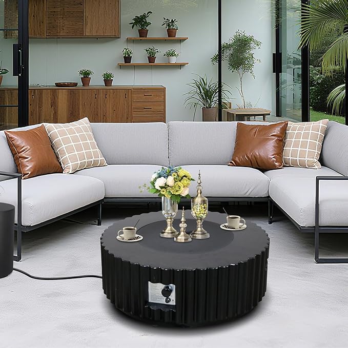 Afterglow Firepits All Terrafab External Gas Tank for Outdoor Use Round 50000Btu, Black