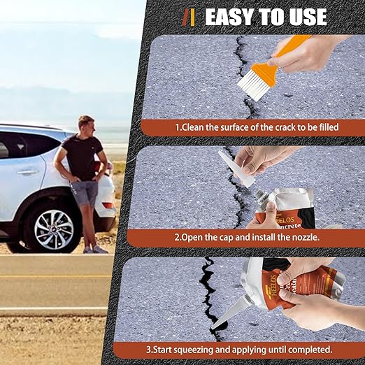 Asphalt Crack Filler, 6Pack High Elasticity Driveway Crack Filler, Self Leveling Waterproof Asphalt Sealant for Driveway, Walkway, Road, Blacktop Joint Filler, Flexible Concrete Sealer(Black)