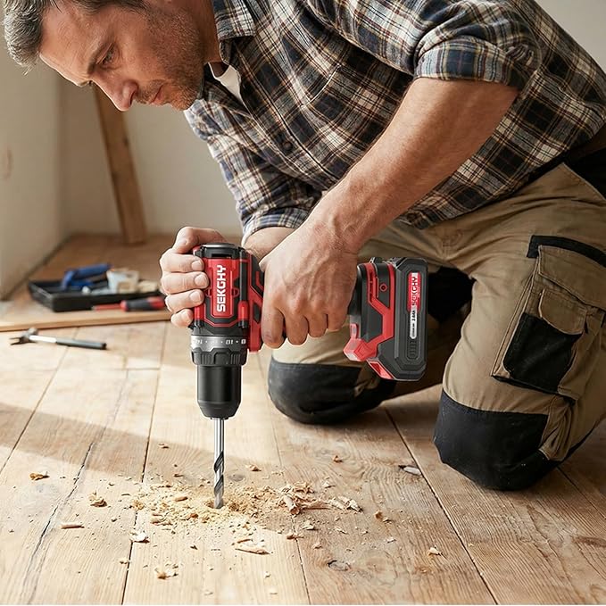 20V Power drill cordless, 70N.m High Torque, with LED Light, 26-Piece Accessory Set, 2 Batteries & Fast Charger Included for Wood & Metal Drilling