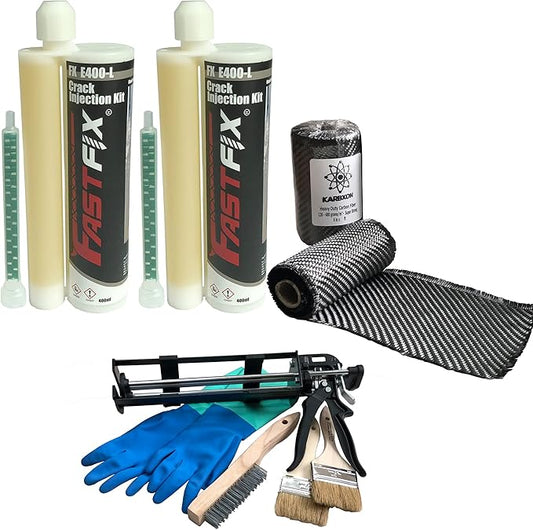 Concrete Crack Repair KIT-Carbon Fiber Concrete reinforcing Fiber Fabric-Fastfix-it High Strength epoxy - Complete kit for All Concrete, Basements, Foundation Wall Repairs-All You Need (10)
