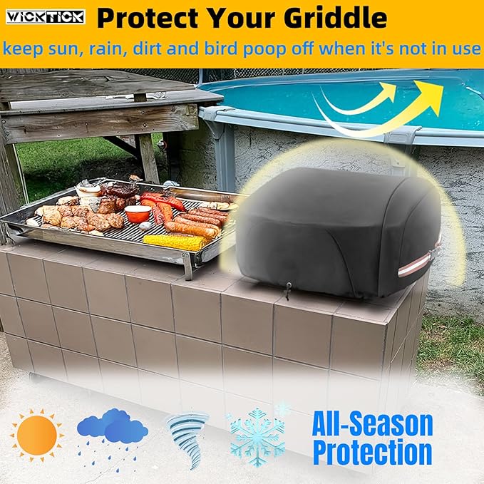 Griddle Cover for Blackstone 17 inch Tabletop Griddle with Hood, Full Coverage Propane Fuel Cylinder, Waterproof 600D Heavy Duty Grill Covers Outdoor BBQ Grilling Accessories