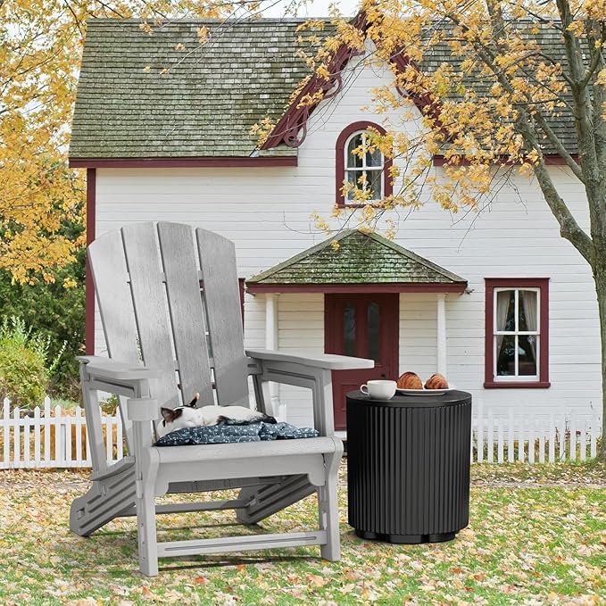 Adirondack Chair, All Weather Plastic Adirondack Chairs, Fire Pit Chairs with Cup Holder, Outdoor Lawn Chair for Patio, Garden, Backyard, Grey
