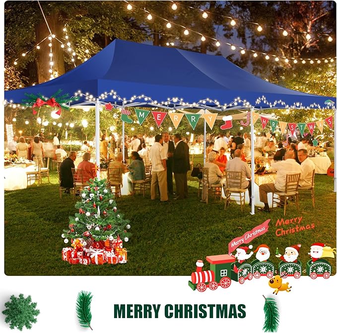 COBIZI 13x26 Heavy Duty Pop Up Canopy with 6 Sidewalls Party Tent Outdoor Wedding Large Event Tent with Roller Bag for Garden Lawn Waterproof UPF 50+ Ez Up, Dark Blue (Framework Upgraded)
