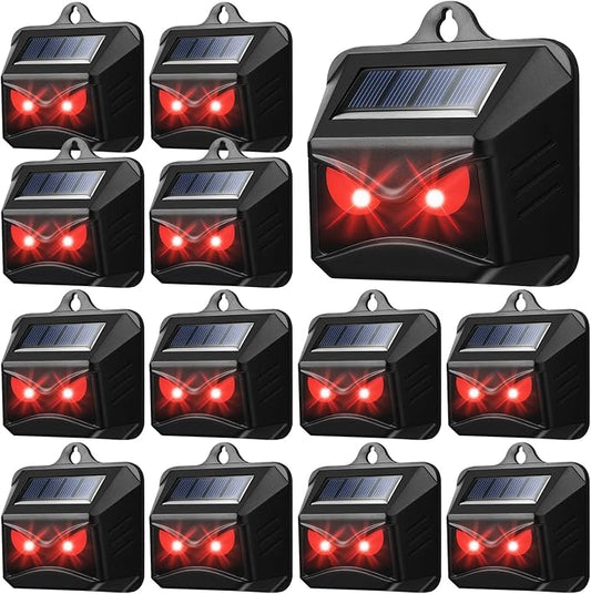 12 Pack Solar Control Light Nocturnal Animal Repeller Outdoor Deterrent Devices Light Sensor Animal Repellent for Skunk Deer Coyote Fox Raccoon Cat Garden Yard Farm Chicken Coop (Black)