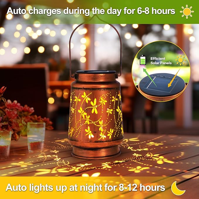 Christmas Gifts for Women, 2 Pack Dragonfly Birthday Gifts for Women Mom Grandma Solar Lanterns Outdoor Waterproof Garden Decor Hanging LED Decorative Light for Patio Yard Lawn Gardening Gifts