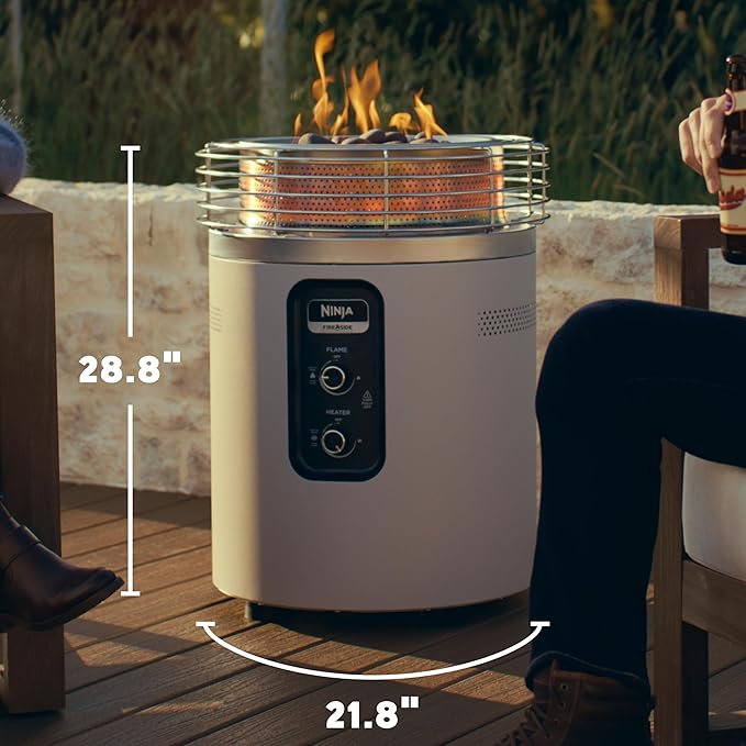 Ninja |Fireside360™ | Outdoor Heater & Fire Pit| 3 Modes: Flame, Heat, Flame & Heat| Portable for Patio, Deck, Camping, Beach | Easy Control Flames & Heat| Push to Start Ignition| Stone | OF101ST