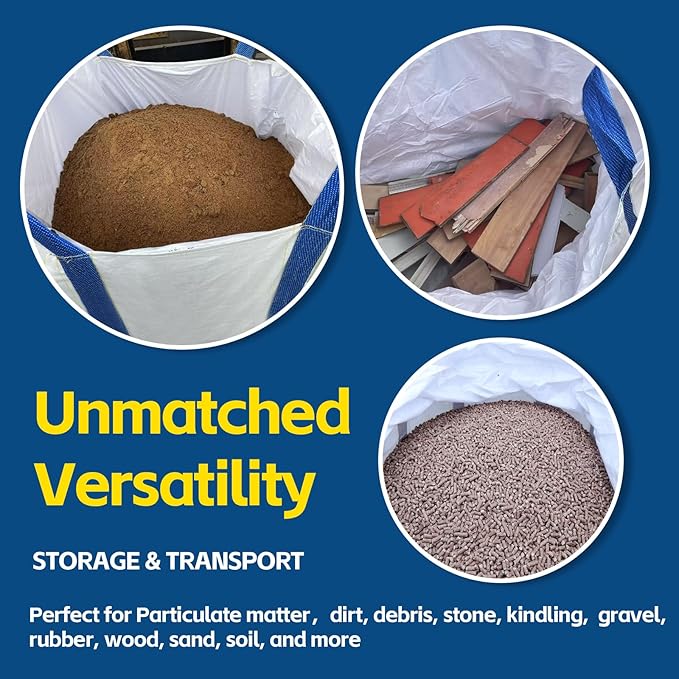 FIBC Bulk Bags,Holds up to 4400 lbs Construction Bags Heavy Duty,210-Gallon Woven Polypropylene Dumpster Bag for Industry Agriculture and Construction,Sealable Top